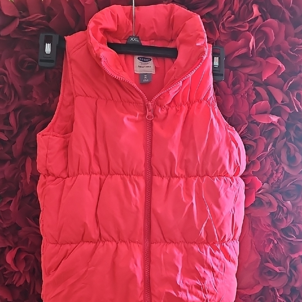 Old Navy Pink/Coral Puffer Vest Girls Size M (8) Like NEW